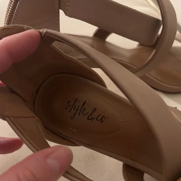 Style & Co. Nude Strappy Heels - Picture 2 of 2